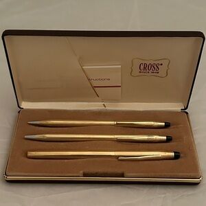 Vintage Cross 10k Gold Pen, Pencil, and Fountain Pen Set